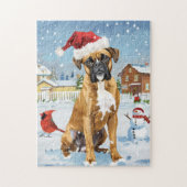 Boxer Dog Winter Wonderland Weihnachtsfreude Puzzle (Vertikal)