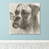 Boxer Dog with Butterfly Gentle Encounter Leinwanddruck (Insitu (Holzboden))