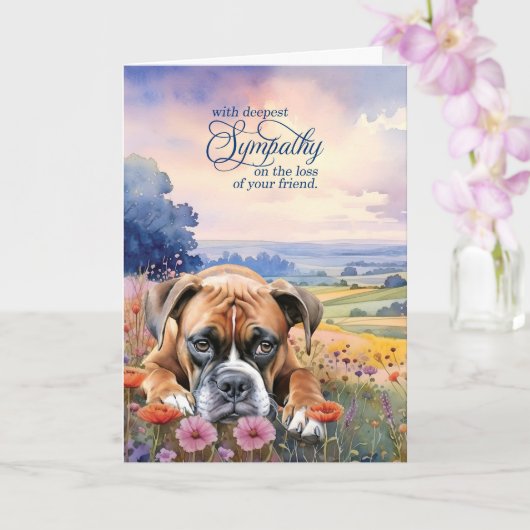 Boxer Dog with Wildflowers Pet Sympathy Karte (Orchidee)