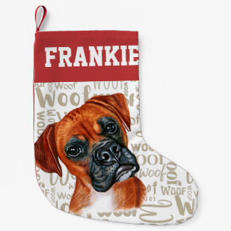 Boxer Dog Woof Print Weihnachts-Strumpf Kleiner Weihnachtsstrumpf