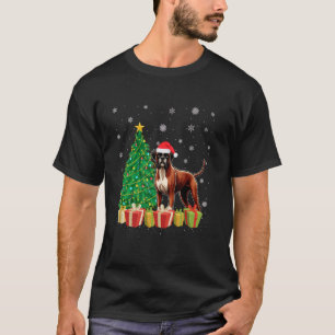 Boxer Dog Xmas Tree Lighting Weihnachtsmannmütze B T-Shirt