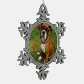 BOXER DOG Zierdekoration Schneeflocken Zinn-Ornament (Links)
