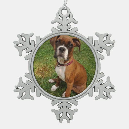 BOXER DOG Zierdekoration Schneeflocken Zinn-Ornament (Vorderseite)