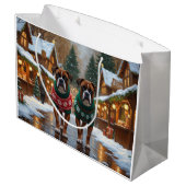 Boxer Dogs Christmas Snow Holiday  Große Geschenktüte (Rückseite Schrägansicht)