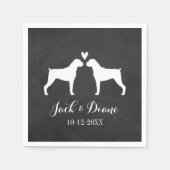 Boxer Dogs Hochzeitskuppel mit individuellem Text Serviette (Vorderseite)