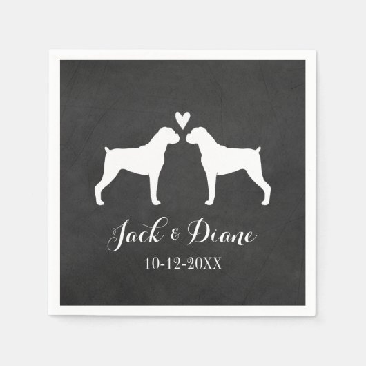 Boxer Dogs Hochzeitskuppel mit individuellem Text Serviette (Vorderseite)