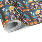 Boxer Dogs Pumpkin Halloween Funny Geschenkpapier (Rolleneckpunkt)