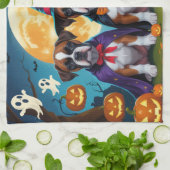 Boxer Dogs Pumpkin Halloween Funny Geschirrtuch (Gefaltet)