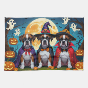 Boxer Dogs Pumpkin Halloween Funny Geschirrtuch