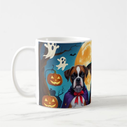 Boxer Dogs Pumpkin Halloween Funny Kaffeetasse (Links)