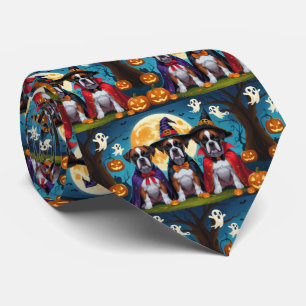 Boxer Dogs Pumpkin Halloween Funny Krawatte