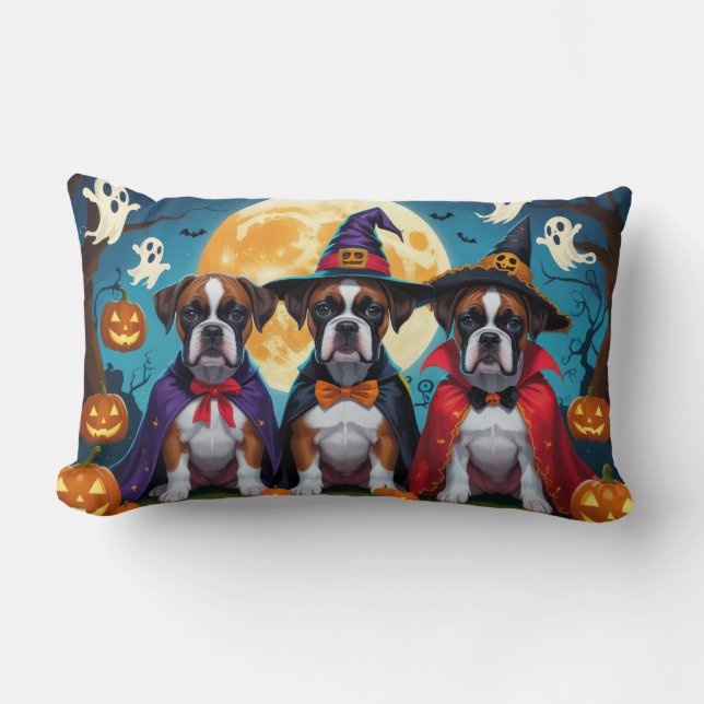 Boxer Dogs Pumpkin Halloween Funny Lendenkissen (Vorderseite)