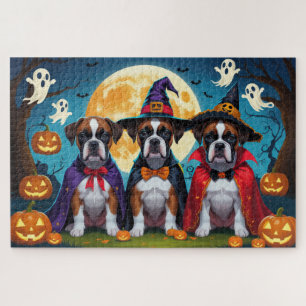 Boxer Dogs Pumpkin Halloween Funny Puzzle