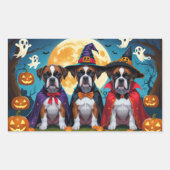 Boxer Dogs Pumpkin Halloween Funny Rechteckiger Aufkleber (Vorderseite)