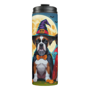 Boxer Dogs Pumpkin Halloween Funny Thermosbecher