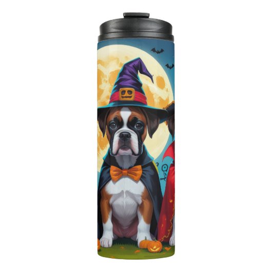 Boxer Dogs Pumpkin Halloween Funny Thermosbecher (Vorderseite)