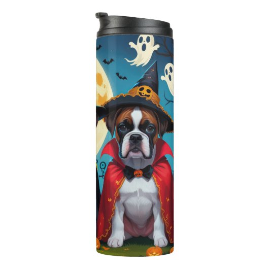 Boxer Dogs Pumpkin Halloween Funny Thermosbecher (Nach rechts gedreht)