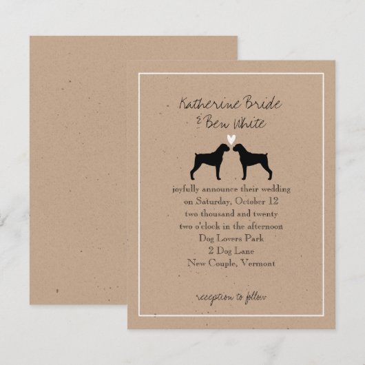 Boxer Dogs Wedding Einladung (Vorne/Hinten)