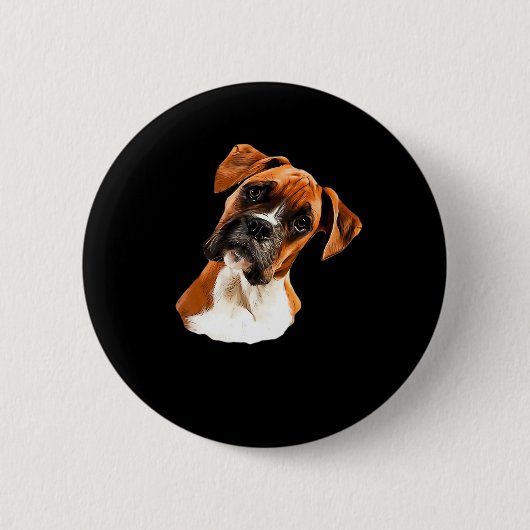 Boxer ein schöner Boxer Head Tilt Classic T - Shir Button (Vorderseite)