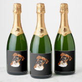 Boxer ein schöner Boxer Head Tilt Classic T - Shir Schaumweinetikett (Flaschen)