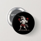 Boxer Einhorn mit Boxhandschuhen Kickboxen Lustig Button (Vorne & Hinten)