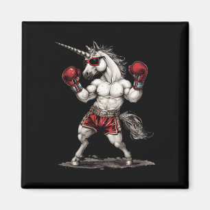 Boxer-Einhorn mit Boxhandschuhen Kickboxen Lustig Magnet