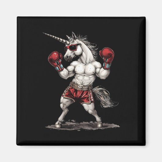 Boxer-Einhorn mit Boxhandschuhen Kickboxen Lustig Magnet (Vorne)