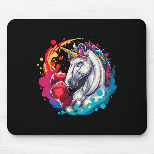 Boxer-Einhorn mit Boxhandschuhen Kickboxen Lustig Mousepad (Vorne)
