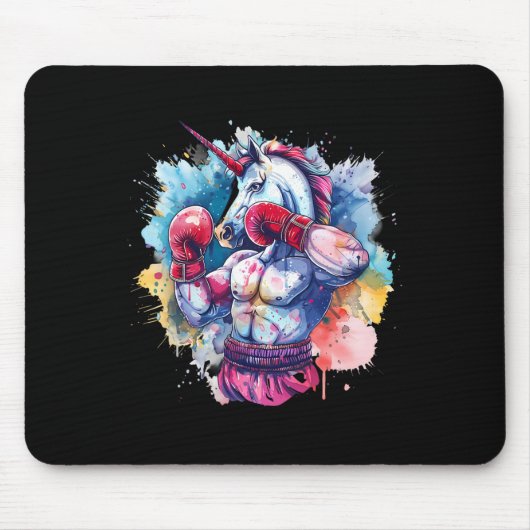 Boxer-Einhorn mit Boxhandschuhen Kickboxen Lustig  Mousepad (Vorne)