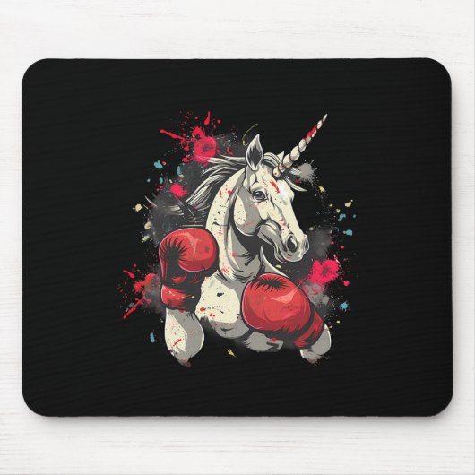 Boxer Einhorn mit Boxhandschuhen, Kickboxen Niedli Mousepad (Vorne)