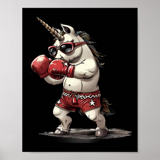 Boxer-Einhorn mit Boxhandschuhen Kickboxen Süß B Poster (Vorne)