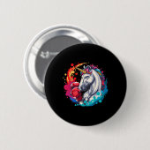 Boxer Einhorn mit Boxhandschuhen Kickboxing Funny Button (Vorne & Hinten)