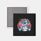 Boxer Einhorn mit Boxhandschuhen Kickboxing Funny Magnet (Vorderseite/Rückseite)