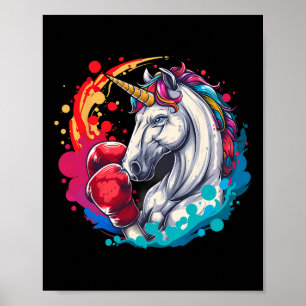 Boxer Einhorn mit Boxhandschuhen Kickboxing Funny Poster