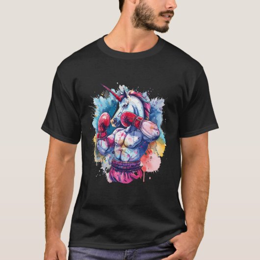 Boxer Einhorn mit Boxhandschuhen Kickboxing Funny T-Shirt (Vorderseite)