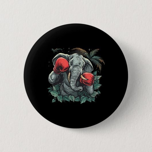 Boxer-Elefant mit Boxhandschuhen Kickboxen Lustig Button (Vorderseite)