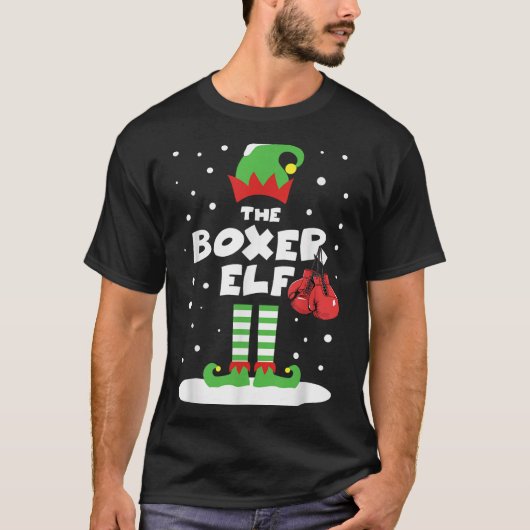 Boxer Elf Matching Group Familienurlaub Xmas Costu T-Shirt (Vorderseite)