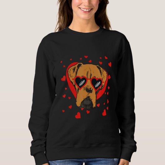 Boxer Face Heart Glasses Valentines Day Pet Dog  C Sweatshirt (Vorderseite)