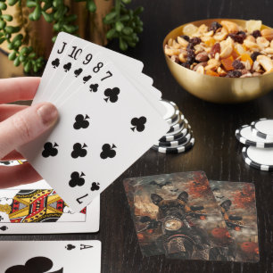 Boxer fährt Motorrad Halloween Gruselig Spielkarten