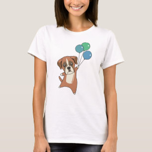 Boxer fliegt Ballons auf süße Tiere Hunde T-Shirt