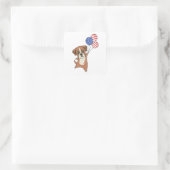Boxer Flies Balloons USA Up Sweet Animals Hunde Quadratischer Aufkleber (Tasche)