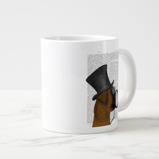 Boxer, formaler Hund und Hut Jumbo-Tasse (Vorderseite Rechts)