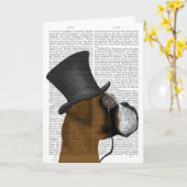 Boxer, formaler Hund und Hut Karte (Gelbe Blume)