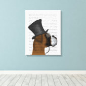 Boxer, formaler Hund und Hut Leinwanddruck (Insitu (Holzboden))