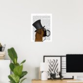 Boxer, formaler Hund und Hut Poster (Heimbüro)