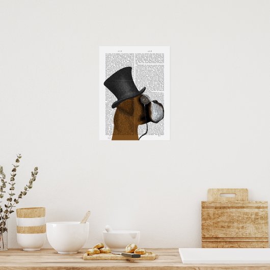 Boxer, formaler Hund und Hut Poster (Küche)