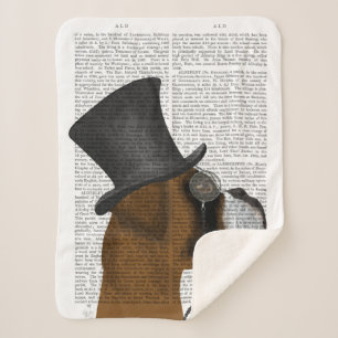 Boxer, formaler Hund und Hut Sherpadecke