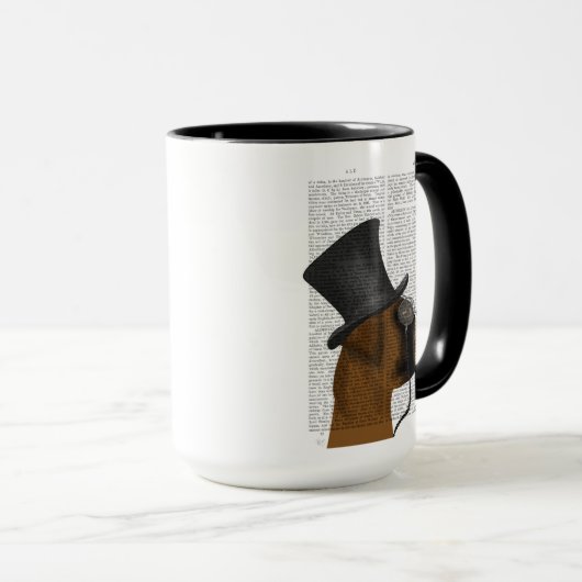 Boxer, formaler Hund und Hut Tasse (VorderseiteRechts)