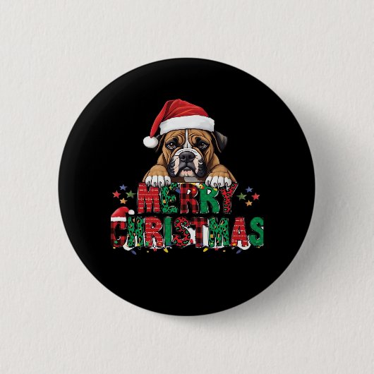 Boxer - Frohe Weihnachts-Hunde Oversifizierter T - Button (Vorderseite)