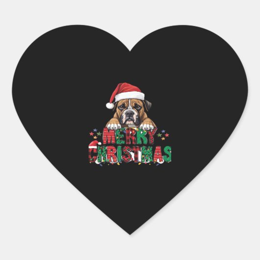Boxer - Frohe Weihnachts-Hunde Oversifizierter T - Herz-Aufkleber (Vorderseite)